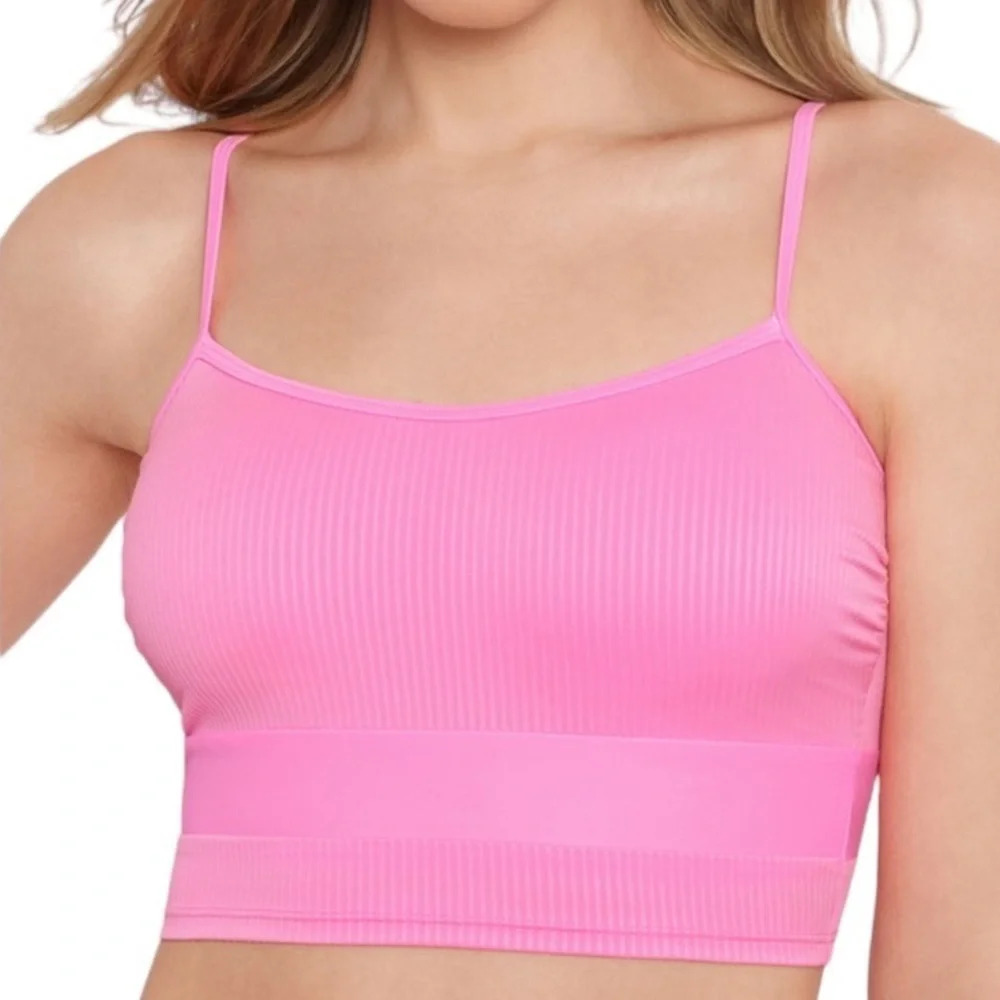 NWT Salt + Cove Not What It Seams Bikini Crop Top Peony Pink Size L